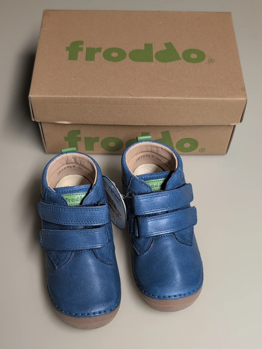Froddo Boys Blue Leather Hook-and-Loop Shoes